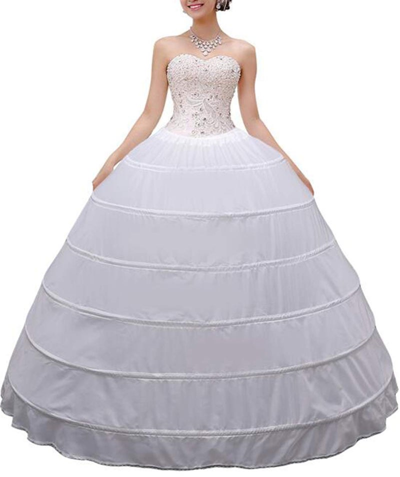 BBSET Women Crinoline Petticoat A-line 6 Hoop Skirt Slips Long Underskirt for Wedding Bridal Dress Ball Gown - Image 1